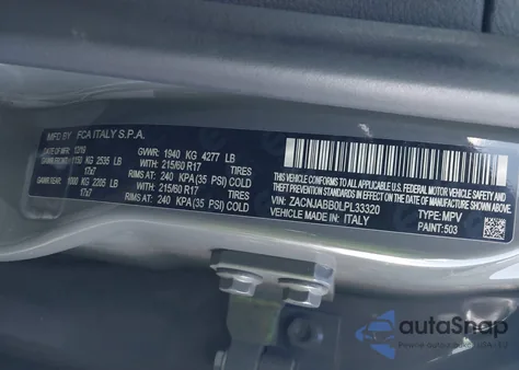 2020 Jeep Renegade Latitude из США, поврежденный, VIN ZACNJABB0LPL33320